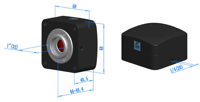 1600萬像素USB3.0 CMOS相機(jī)外形尺寸示意圖